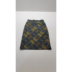 NWT LuLaRoe Cassie Skirt XS Blue Yellow Floral Pencil Yoga Waist Stretch NWOT